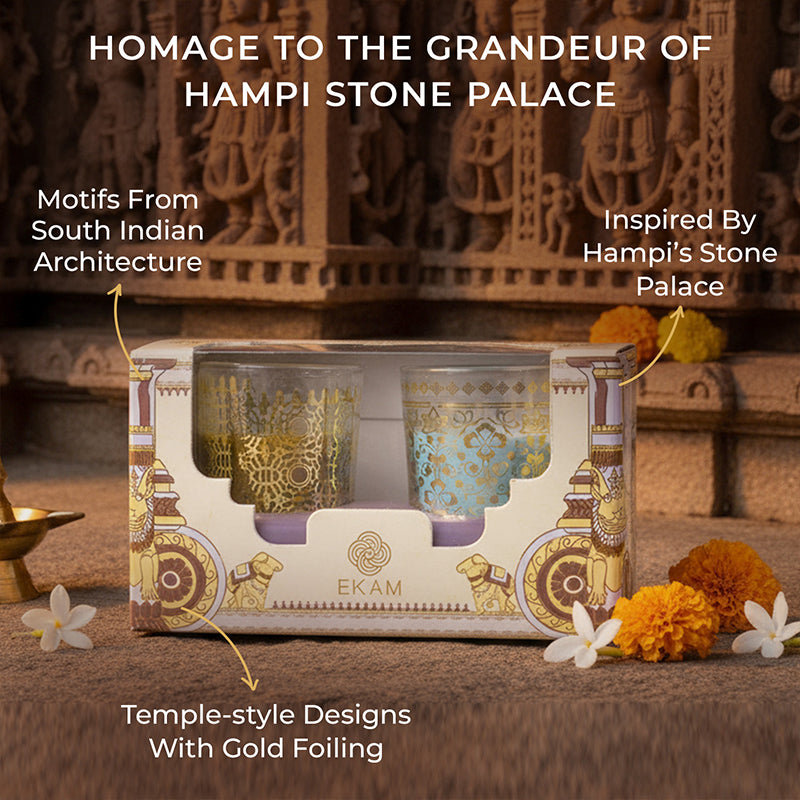 Pack of 2 Scented Votive Candles| Mogra, Temple Bloom| Festive Stone Palace Collection, 2025-26