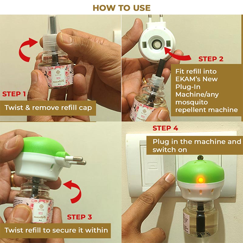 Woody Scented Plugin Air Freshener Combo| Plug In Kit + 3 Pack Refill 45ml Each + Fragrance Sachet