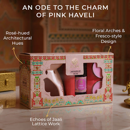 Rose Scented 10 ml Aroma Oil Warmer Set | Festive Pink Haveli Collection, 2025-26