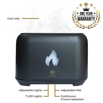 YX 1807 Dark Grey Wooden Flame Aroma Diffuser