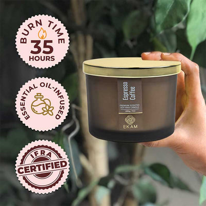 Espresso Coffee Wick Scented Candle – EKAM - Main Image