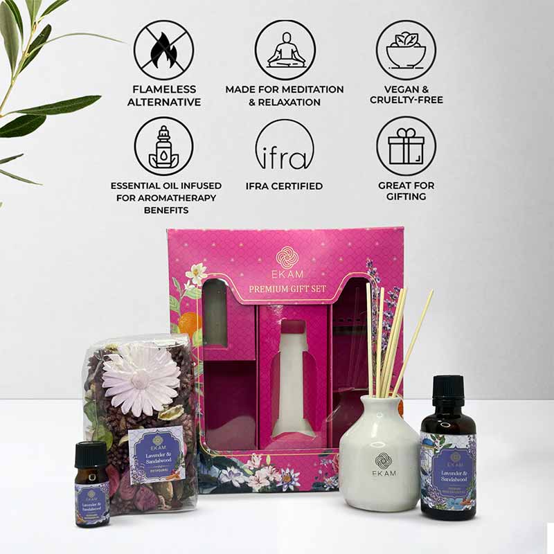 Reed Diffuser &amp; Potpourri Gift Set | Lavender &amp; Sandalwood Scent