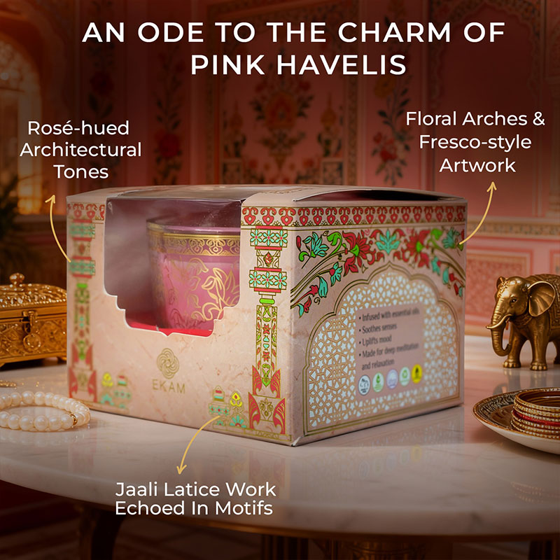 Rose Scented Bowl Candle, 85 g| Festive Pink Haveli Collection, 2025-26