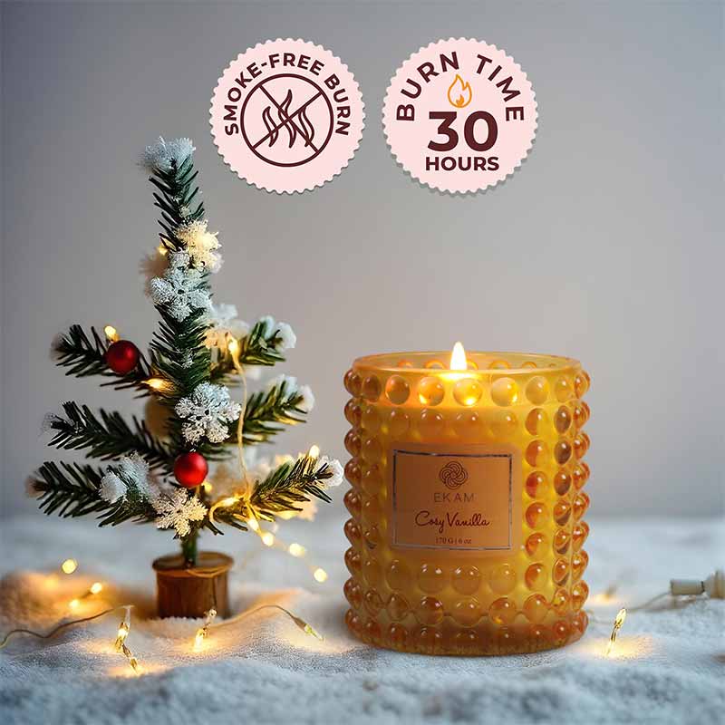 Cosy Vanilla Hobnail Scented Christmas Candle (170 g)