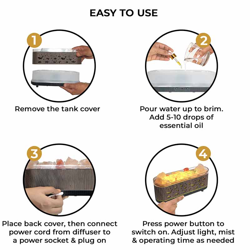 YX2221Y-Stone-Black Flame Aroma Diffuser