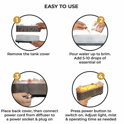 YX2221Y-Stone-Black Flame Aroma Diffuser