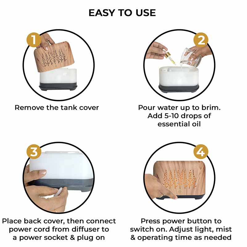 YX 1816 Lightwood with Grey Base Flame Aroma Diffuser