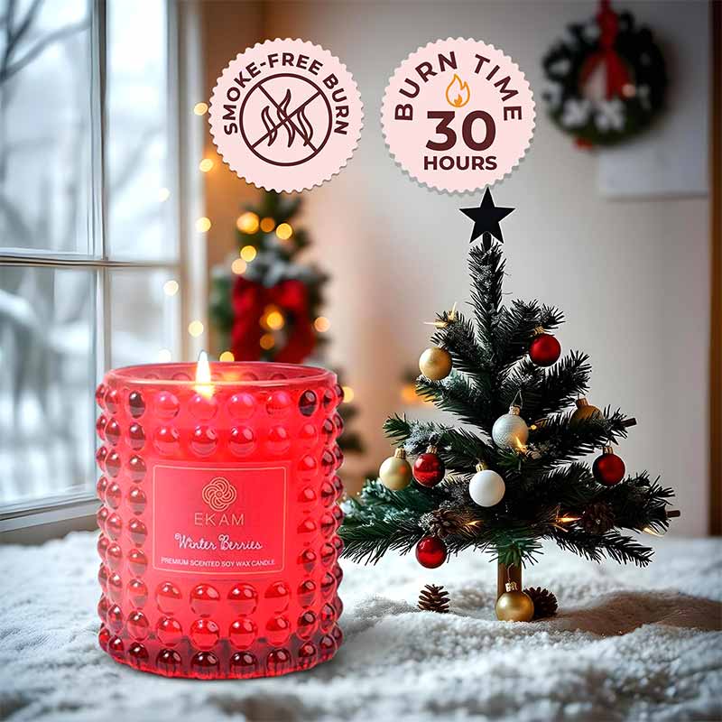 Winter Berries Hobnail Scented Christmas Candle (170 g)