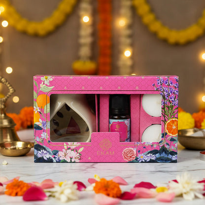Rose &amp; Lily Ceramic Oil Warmer Gift Set