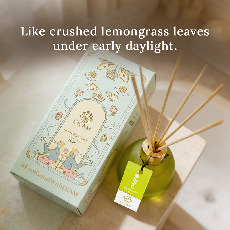 Lemongrass Frosted Glass Reed Diffuser Set for Home, 60 ml