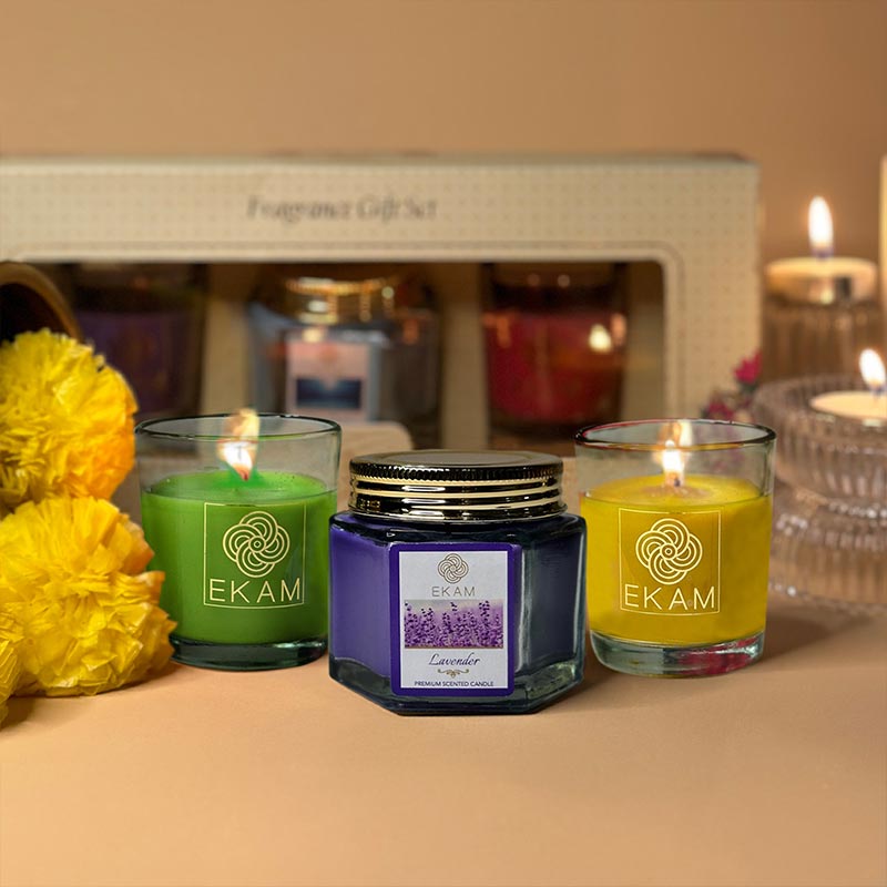 3 Pack Candle Gift Set | Lemongrass , Lavender &amp; Nagachampa