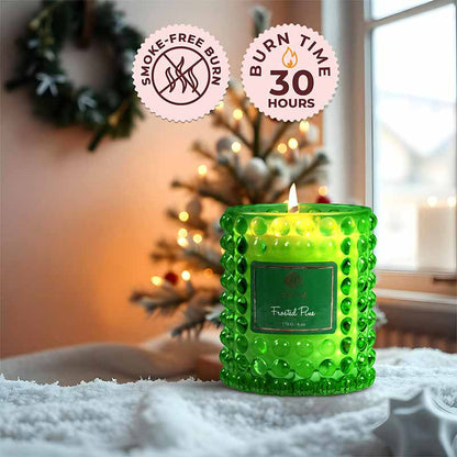 Frosted Pine Hobnail Scented Christmas Candle (170 g)