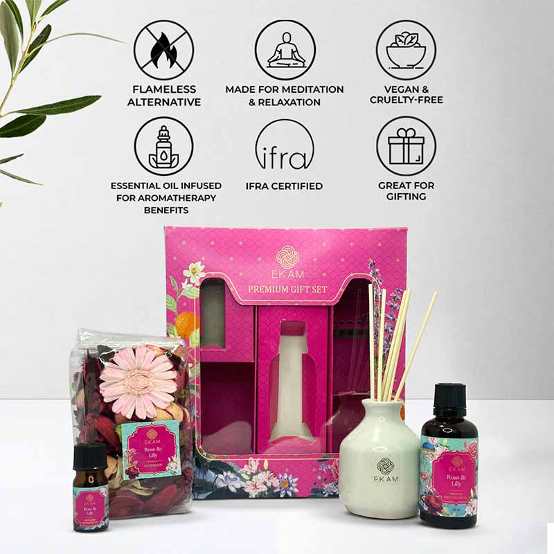 Reed Diffuser &amp; Potpourri Gift Set | Rose &amp; Lilly Scent