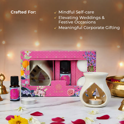 Rose &amp; Lily Ceramic Oil Warmer Gift Set