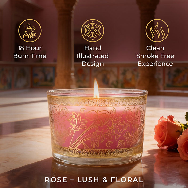Rose Scented Bowl Candle, 85 g| Festive Pink Haveli Collection, 2025-26