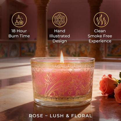 Rose Scented Bowl Candle, 85 g| Festive Pink Haveli Collection, 2025-26
