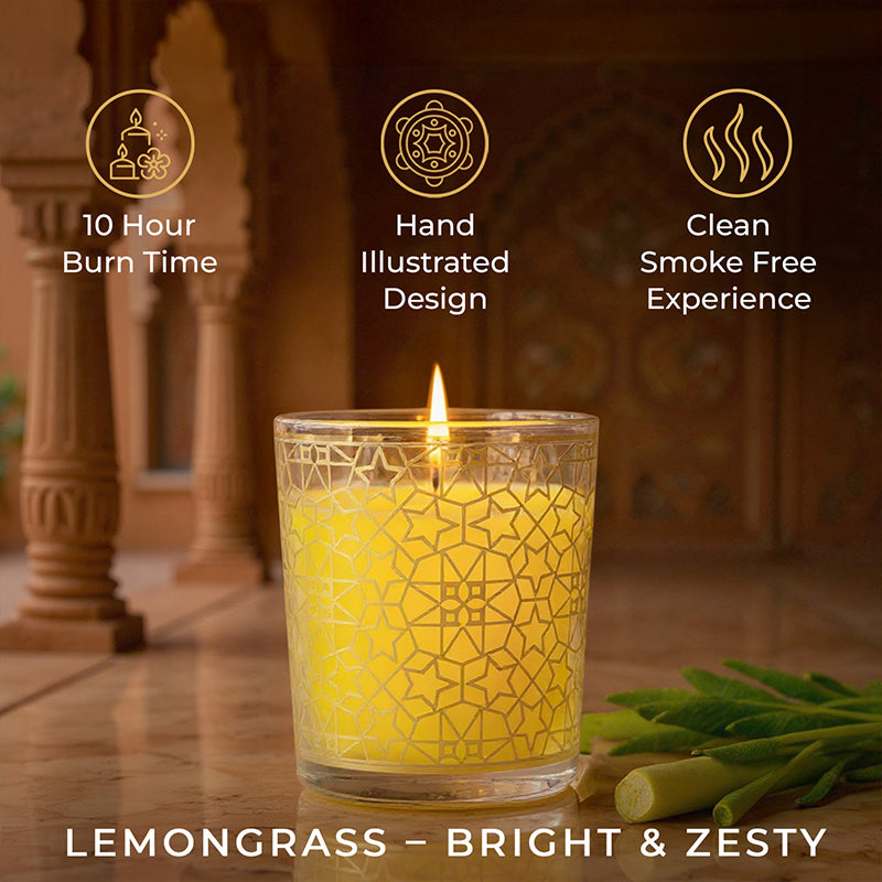 Lemongrass Scented Votive Candle, 43 g| Festive Pink Haveli Collection, 2025-26