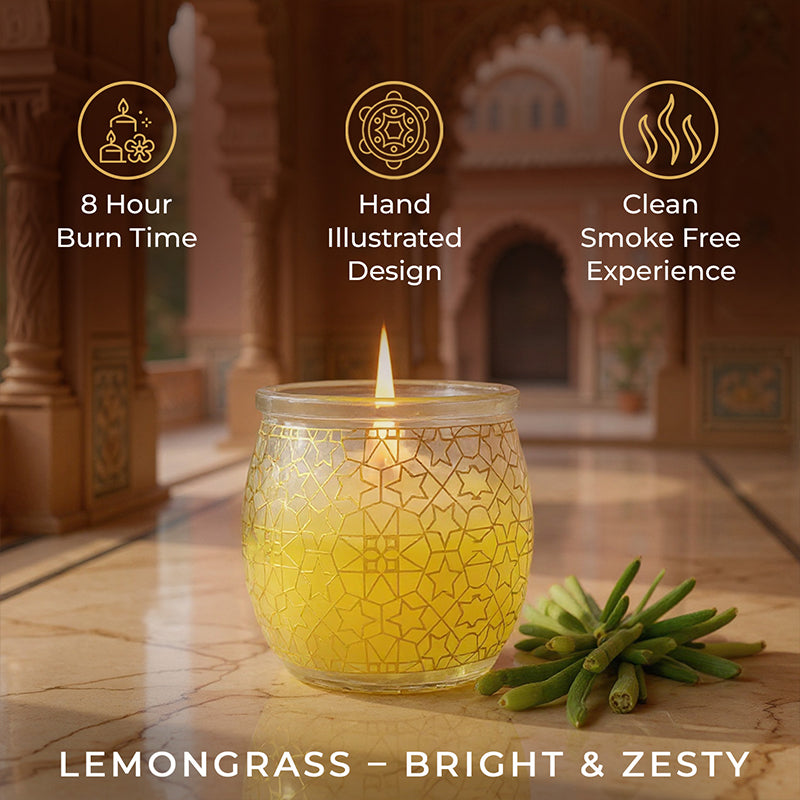 Lemongrass Scented Jar Candle, 28.5 g| Festive Pink Haveli Collection, 2025-26