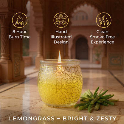Lemongrass Scented Jar Candle, 28.5 g| Festive Pink Haveli Collection, 2025-26