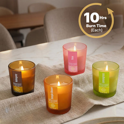 4 Pack Candles Gift Set| Temple bloom, Mahogany, Rose, Lemongrass