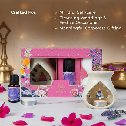 Lavender &amp; Sandalwood Ceramic Oil Warmer Gift Set