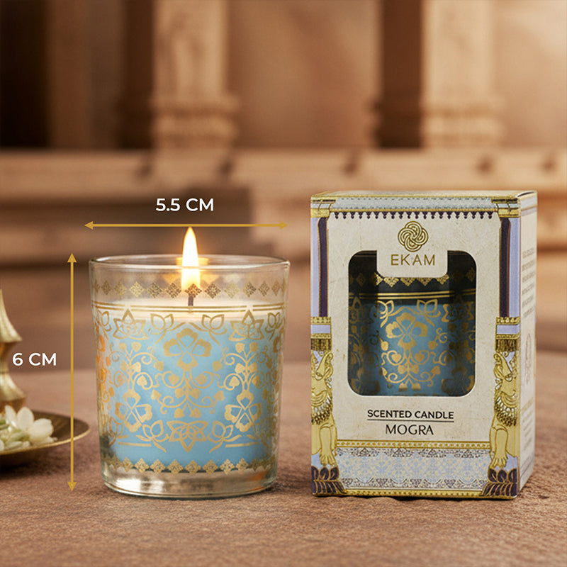 Mogra Scented Votive Candle, 43 g| Festive Stone Palace Collection, 2025-26