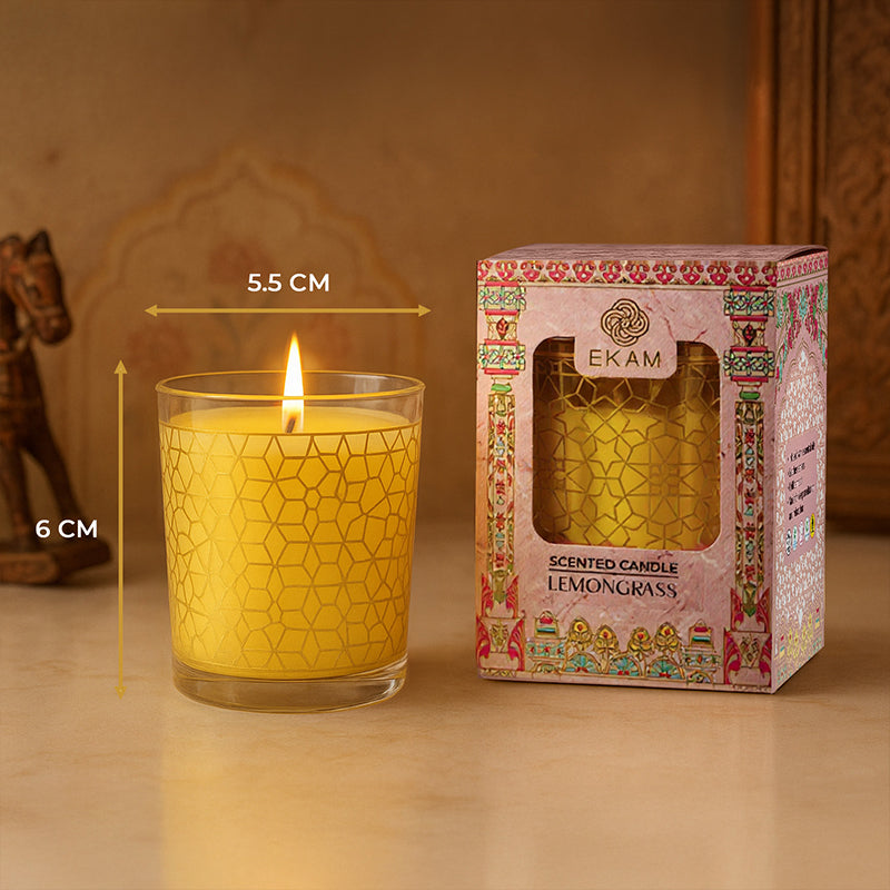 Lemongrass Scented Votive Candle, 43 g| Festive Pink Haveli Collection, 2025-26