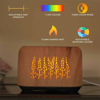 YX 1816 Lightwood with Grey Base Flame Aroma Diffuser