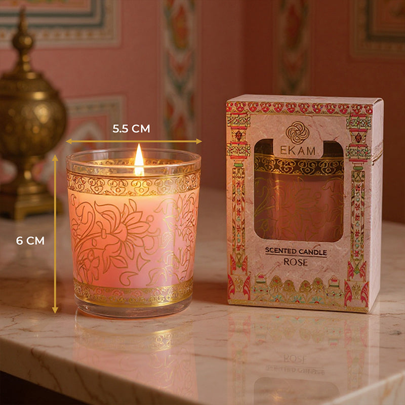 Rose Scented Votive Candle, 43 g| Festive Pink Haveli Collection, 2025-26