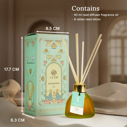Jasmine Frosted Glass Reed Diffuser Set for Home, 60 ml