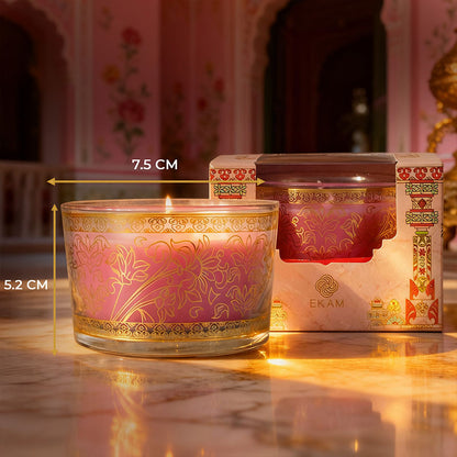 Rose Scented Bowl Candle, 85 g| Festive Pink Haveli Collection, 2025-26