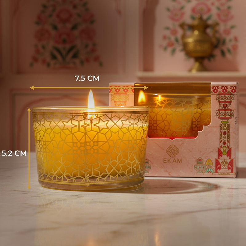 Lemongrass Scented Bowl Candle, 85 g| Festive Pink Haveli Collection, 2025-26