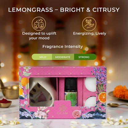 Orange Blossom &amp; Lemongrass Ceramic Oil Warmer Gift Set