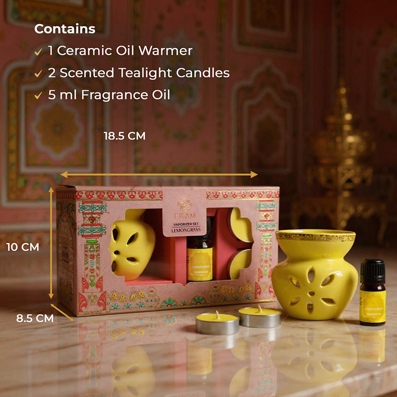 Lemongrass Scented 5 ml Vaporizer Set | Festive Pink Haveli Collection, 2025-26
