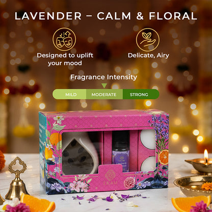 Lavender &amp; Sandalwood Ceramic Oil Warmer Gift Set