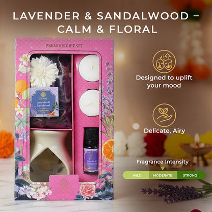 Lavender &amp; Sandalwood Ceramic Oil Warmer &amp; Potpourri Gift Set