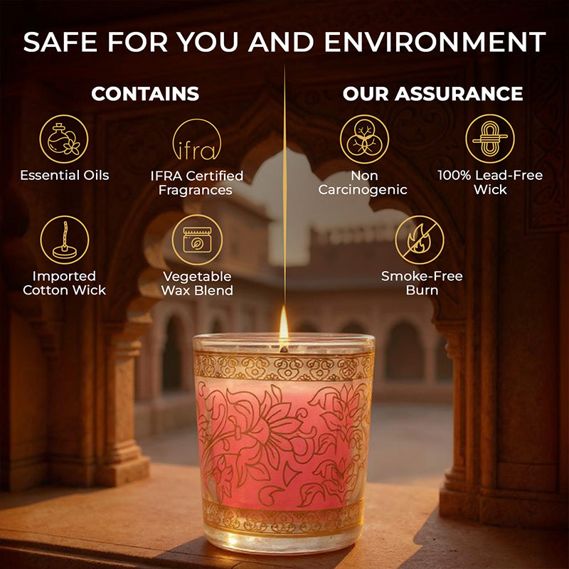 Rose Scented Votive Candle, 43 g| Festive Pink Haveli Collection, 2025-26