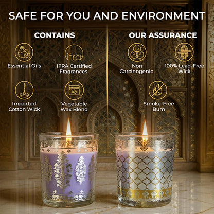 Pack of 2 Scented Votive Candles| Lavender, Mahogany| Festive Sheesh Mahal Collection, 2025-26