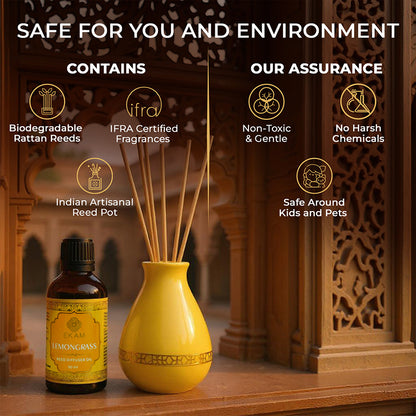 Lemongrass Scented Reed Diffuser Gift Set| Festive Pink Haveli Collection, 2025-26