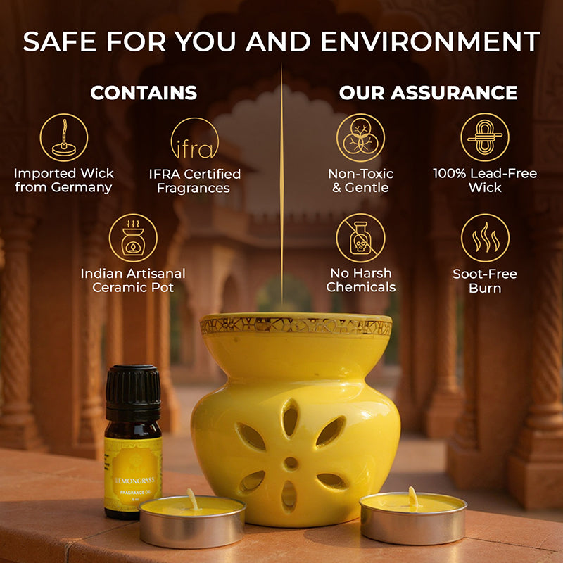 Lemongrass Scented 5 ml Vaporizer Set | Festive Pink Haveli Collection, 2025-26