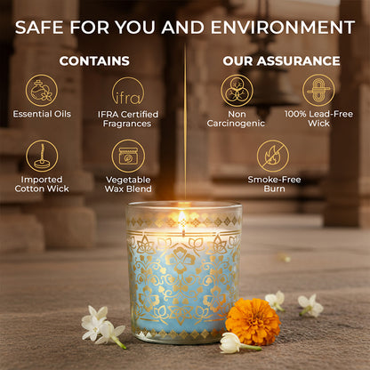 Mogra Scented Votive Candle, 43 g| Festive Stone Palace Collection, 2025-26