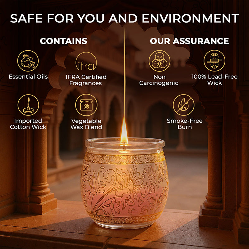 Rose Scented Jar Candle, 28.5 g | Festive Pink Haveli Collection, 2025-26