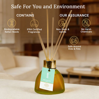 Jasmine Frosted Glass Reed Diffuser Set for Home, 60 ml