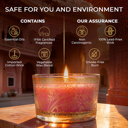 Rose Scented Bowl Candle, 85 g| Festive Pink Haveli Collection, 2025-26