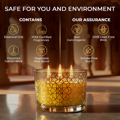 Lemongrass Scented 3 Wick Candle, 213 g| Festive Pink Haveli Collection, 2025-26