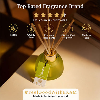 Lemongrass Frosted Glass Reed Diffuser Set for Home, 60 ml