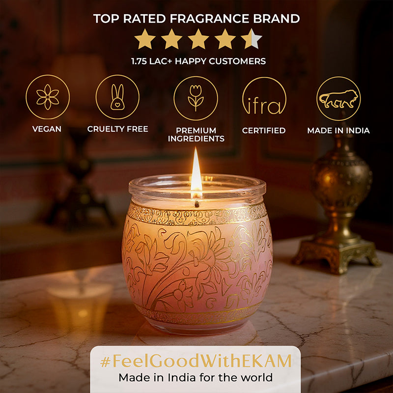 Rose Scented Jar Candle, 28.5 g | Festive Pink Haveli Collection, 2025-26