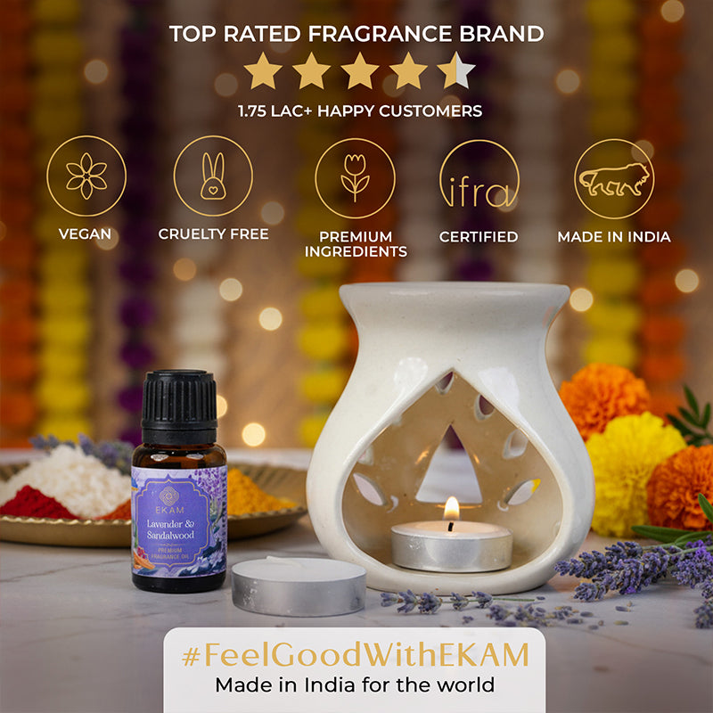 Lavender &amp; Sandalwood Ceramic Oil Warmer Gift Set