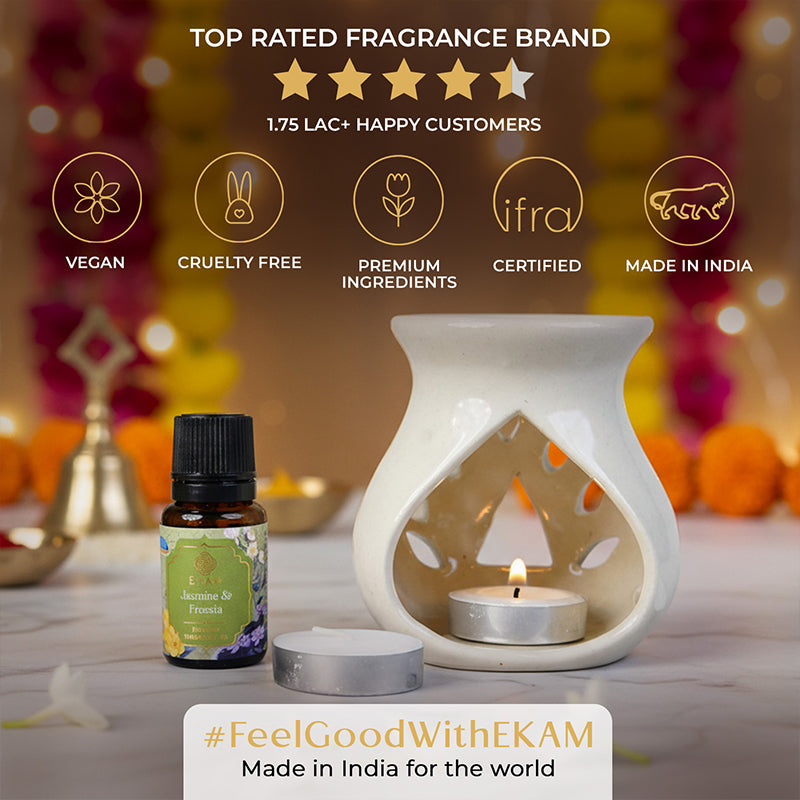 Jasmine &amp; Freesia Ceramic Oil Warmer Gift Set