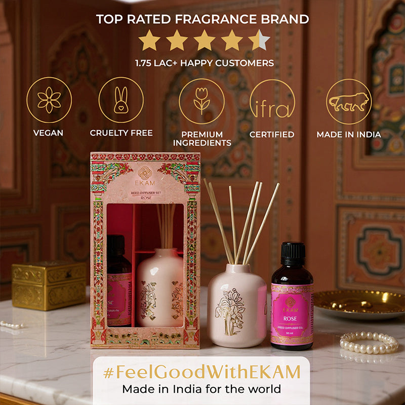 Rose Scented Reed Diffuser Gift Set| Festive Pink Haveli Collection, 2025-26